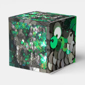 Elegante glanzende glamour greens grijze schijfpai bedankdoosjes (Achterkant)