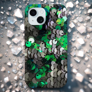 Elegante glanzende glamour greens grijze schijfpai iPhone 15 case