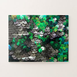 Elegante glanzende glamour greens grijze schijfpai legpuzzel
