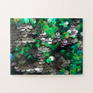 Elegante glanzende glamour greens grijze schijfpai legpuzzel
