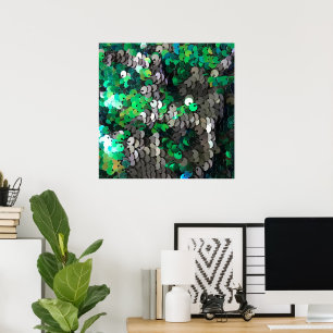 Elegante glanzende glamour greens grijze schijfpai poster