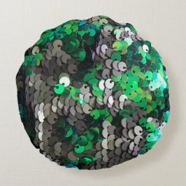 Elegante glanzende glamour greens grijze schijfpai rond kussen