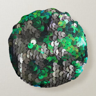 Elegante glanzende glamour greens grijze schijfpai rond kussen