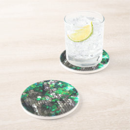 Elegante glanzende glamour greens grijze schijfpai zandsteen onderzetter