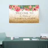 Elegante Glanzende Glitter Bloem Bruiloft Banner (Beurs)