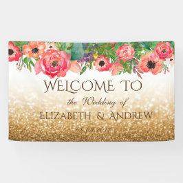 Elegante Glanzende Glitter Bloem Bruiloft Banner