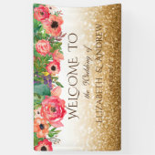 Elegante Glanzende Glitter Bloem Bruiloft Banner (Verticaal)