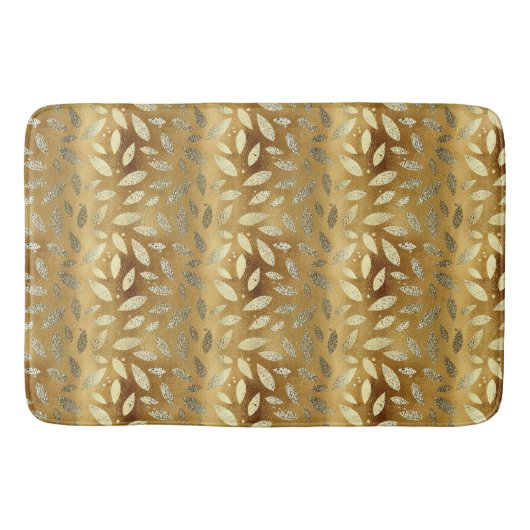 Elegante glanzende gouden bladeren badmat (Voorkant)