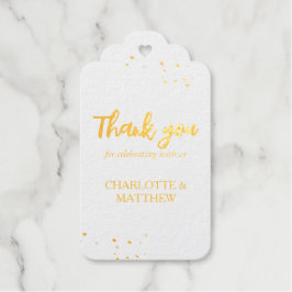 Elegante glanzende gouden bruiloft cadeaulabels