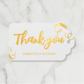 Elegante Glanzende Gouden Bruiloft Cadeaulabels (Voorkant (horizontaal))