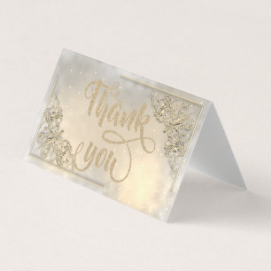 Elegante Glanzende Gouden Glitter Bedanktkaart Visitekaartje