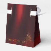 Elegante glanzende gouden kerstboom bedankdoosjes (Achterkant)