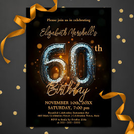 Elegante Glanzende Gouden Mozaïek op Zwarte 60e Ve Kaart