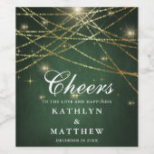 Elegante glanzende gouden slingerlichtjes bruiloft wijn etiket (Enkel label)