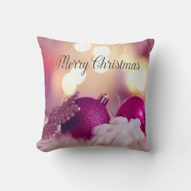 Elegante glanzende paarse kerstversieringen kussen (Voorkant)