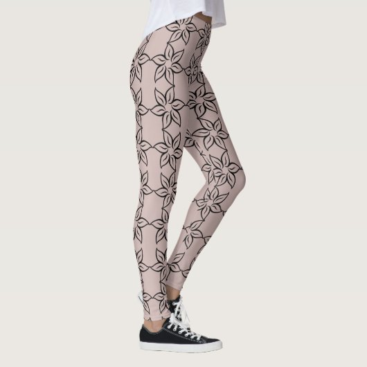 Elegante glanzende Paarse moderne bloemig Leggings (Rechts)