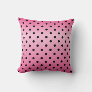 Elegante glanzende roze en zwarte polka stippen kussen
