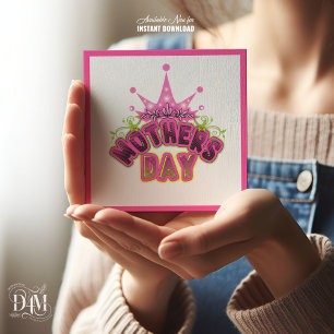 Elegante Glanzende Roze Koningin Kroon Gefelicitee Kaart