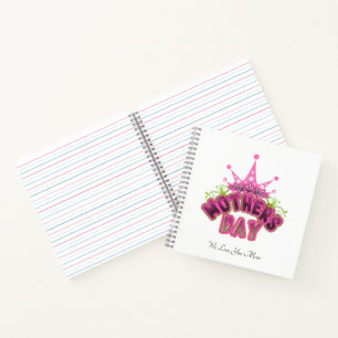 Elegante Glanzende Roze Koningin Kroon Gefelicitee Notitieboek