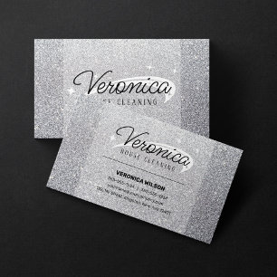 Elegante Glanzende Zilveren Glitter Dienst Huisrei Visitekaartje
