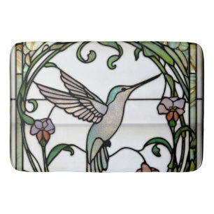 Elegante glas-in-lood art nouveau kolibrie badmat