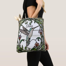 Elegante glas-in-lood art nouveau kolibrie