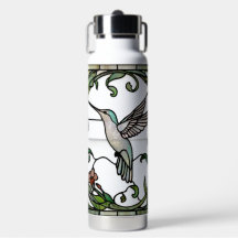 Elegante glas-in-lood art nouveau kolibrie