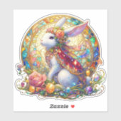 Elegante glas-in-lood Art Nouveau paashaas Sticker (Vel)