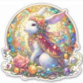 Elegante glas-in-lood Art Nouveau paashaas Sticker (Voorkant)