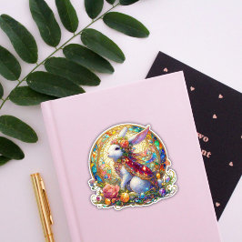 Elegante glas-in-lood Art Nouveau paashaas Sticker