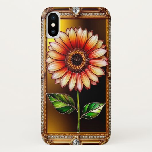 Elegante Glas-in-Lood Bloem Kunstwerk Case-Mate iPhone Case (Achterkant)