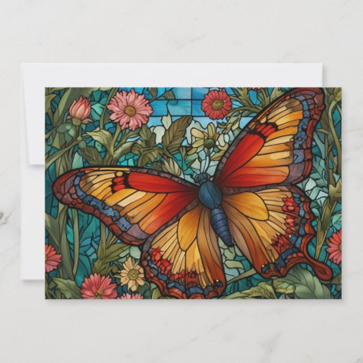 Elegante glas-in-lood vlindertuin kaart (Voorkant)