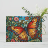 Elegante glas-in-lood vlindertuin kaart (Staand voorkant)