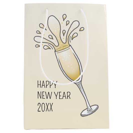 Elegante glazen champagnefluit medium cadeauzakje (Voorkant)