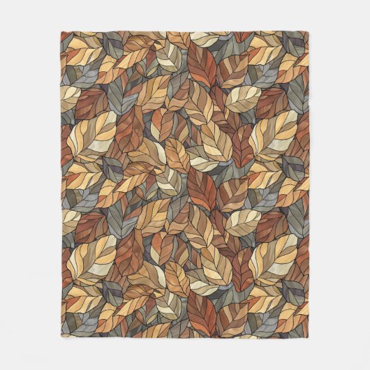 Elegante Glazen in lood herfstbladeren - Rustic Au Fleece Deken (Voorkant)