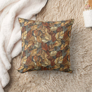 Elegante Glazen in lood herfstbladeren - Rustic Au Kussen