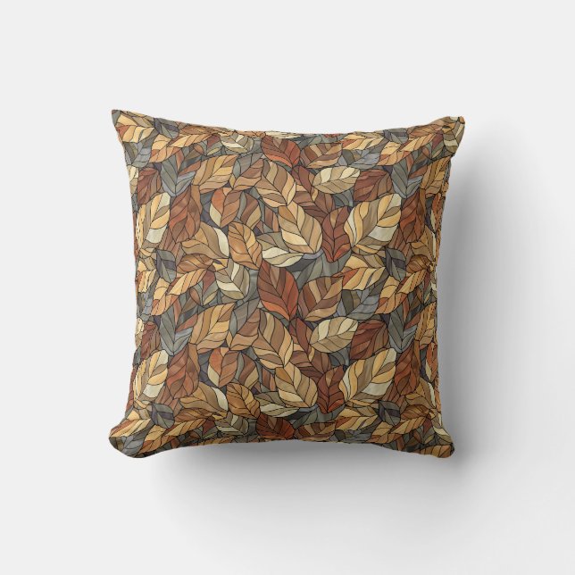 Elegante Glazen in lood herfstbladeren - Rustic Au Kussen (Voorkant)