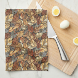 Elegante Glazen in lood herfstbladeren - Rustic Au Theedoek