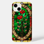 Elegante Glazen in lood rode bloem Case-Mate iPhone Case (Achterkant)