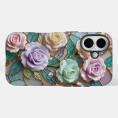 Elegante Glazen in lood Rozen met zachte pasteltin Case-Mate iPhone Case (Achterkant (horizontaal))