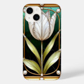 Elegante Glazen in lood tulp met gouden Lijst Case-Mate iPhone Case (Achterkant)