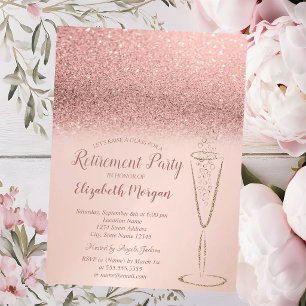 Elegante glazen roze gouden glitter bokeh pensioen kaart