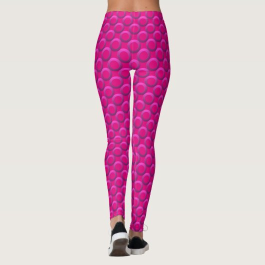 Elegante glimmende metallic roze ringen op elke kl leggings (Achterkant)
