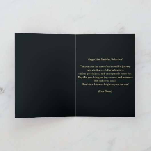 Elegante glinsterende Blauwgroen en gouden 21e ver Kaart (Binnen)