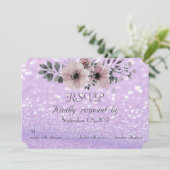 Elegante glinsterende Bokeh-bloem-RSVP Kaart (Staand voorkant)