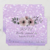 Elegante glinsterende Bokeh-bloem-RSVP Kaart (Voorkant / Achterkant)