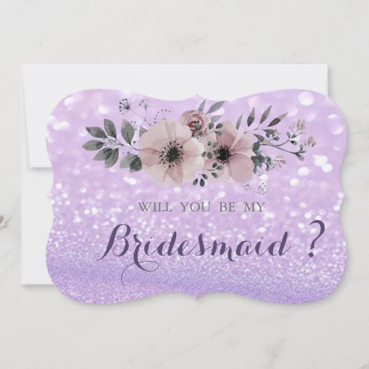 Elegante glinsterende bokeh, bloemen bruidsmeisje  kaart (Voorkant)