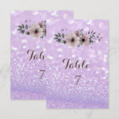 Elegante glinsterende bokeh bloemendecoratie tafel kaart (Voorkant / Achterkant)