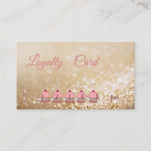 Elegante glinsterende Bokeh Cupcakes  Loyalty Card (Voorkant)