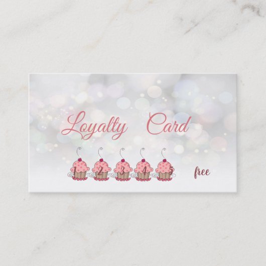 Elegante glinsterende Bokeh Cupcakes  Loyalty Card (Voorkant)